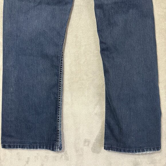 BKE Tyler Jeans 32x32 (Inseam 28) Blue Denim Buckle Thick Stitch Whiskered - Picture 5 of 10